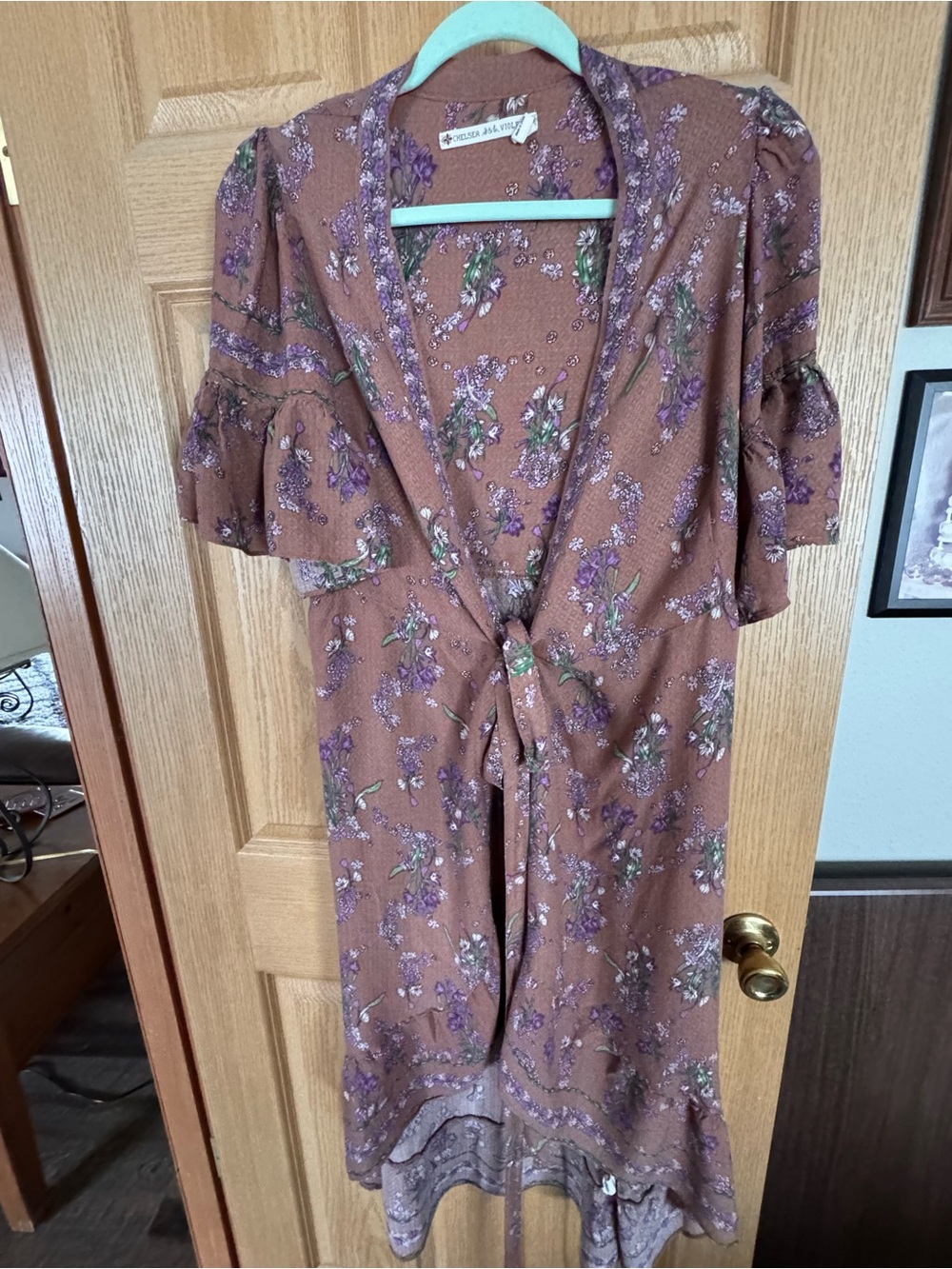 Chelsea & Violet Mauve Floral Wrap Dress
